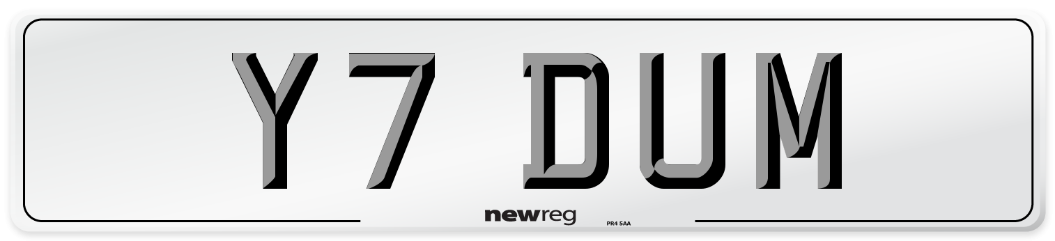 Y7 DUM Number Plate from New Reg